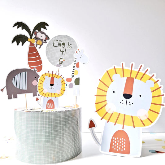 Personalised Jungle Safari Cake Topper Set – Wild One Birthday Décor