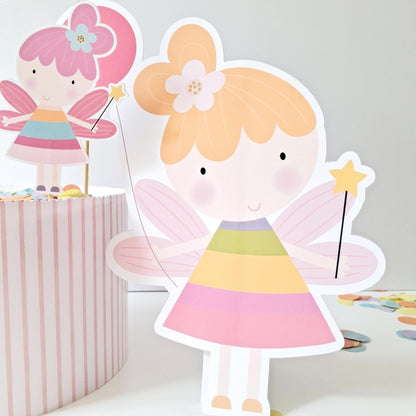 Magical Flower Fairy Cake Topper Set with Freestanding Figure – Personalised Party Decor