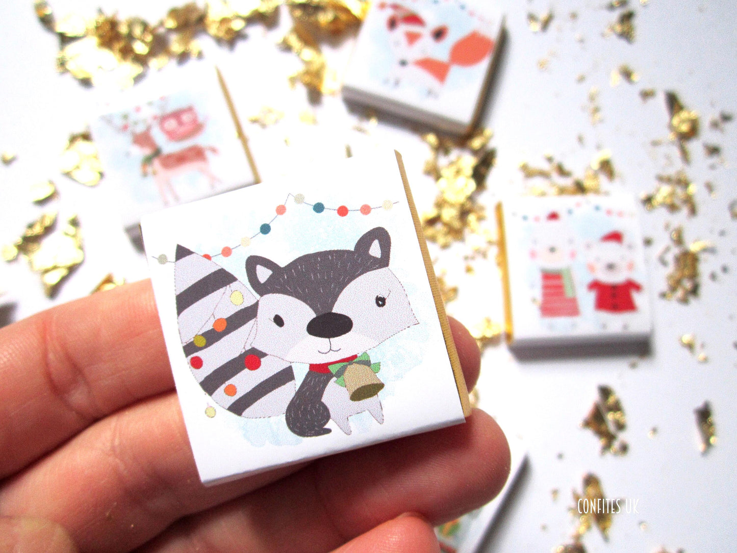 Christmas Woodland Animal Chocolate Favours – Personalised Pack of 25