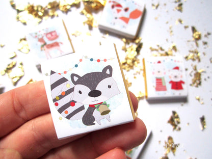 Christmas Woodland Animal Chocolate Favours – Personalised Pack of 25