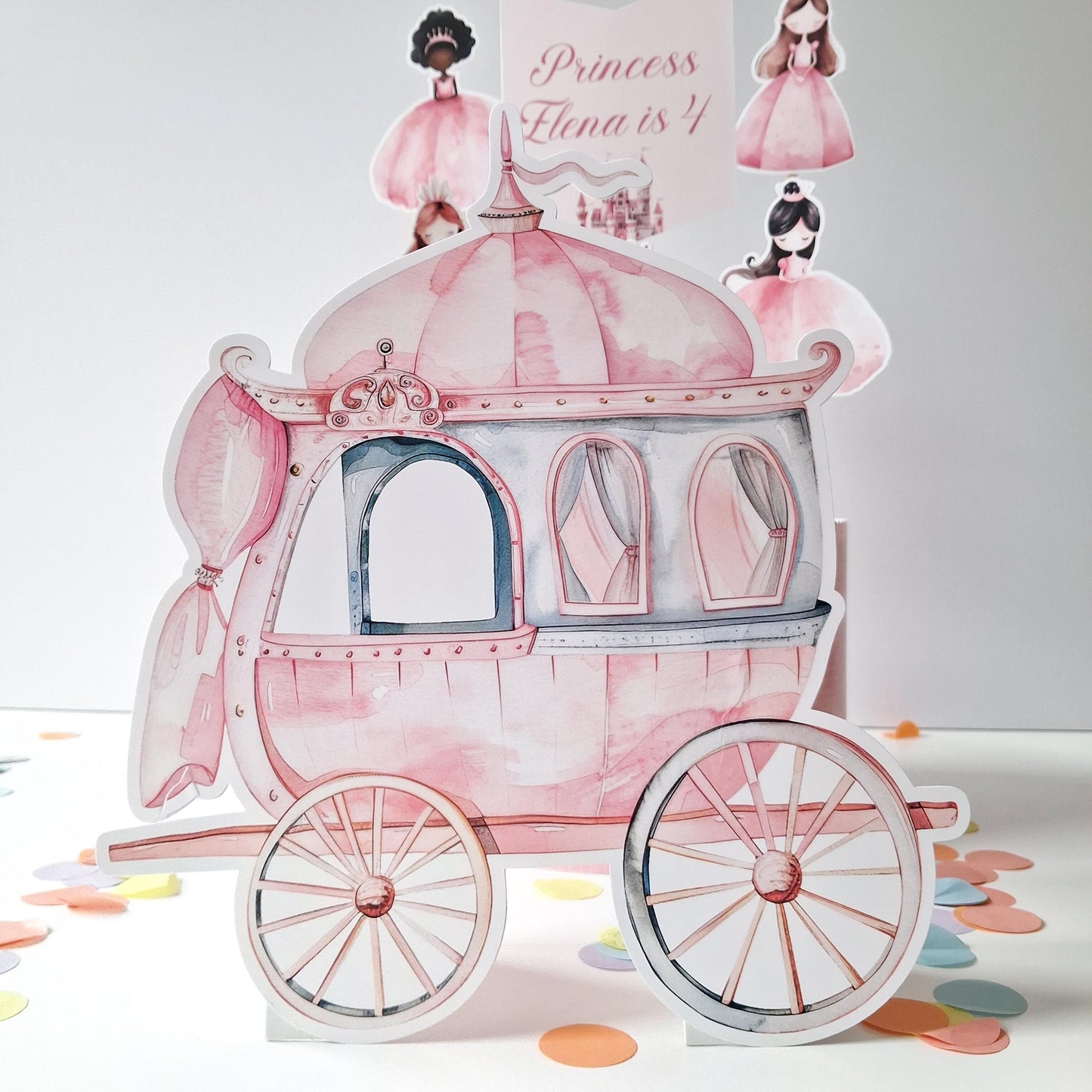 Princess Cake Topper Set – Carriage, Unicorn and Figurines