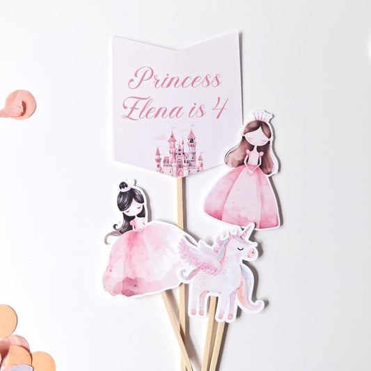Princess Cake Topper Set – Carriage, Unicorn and Figurines
