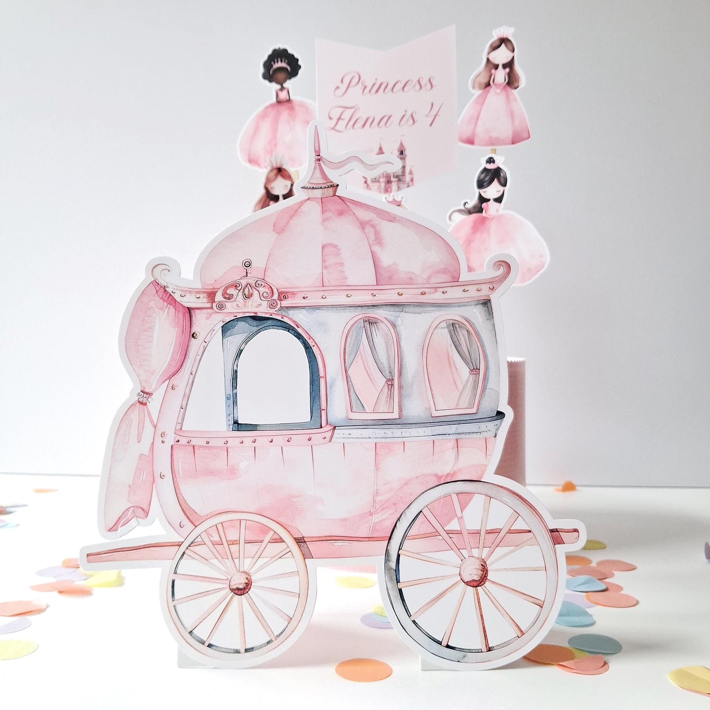 Princess Cake Topper Set – Carriage, Unicorn and Figurines