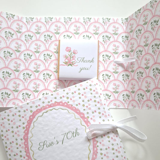 Personalised Pink Floral Milestone Birthday Favours – Chocolate Thank-You Treats