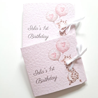 Personalised Baby Giraffe 1st Birthday Favours for Girls – Chocolate Treats