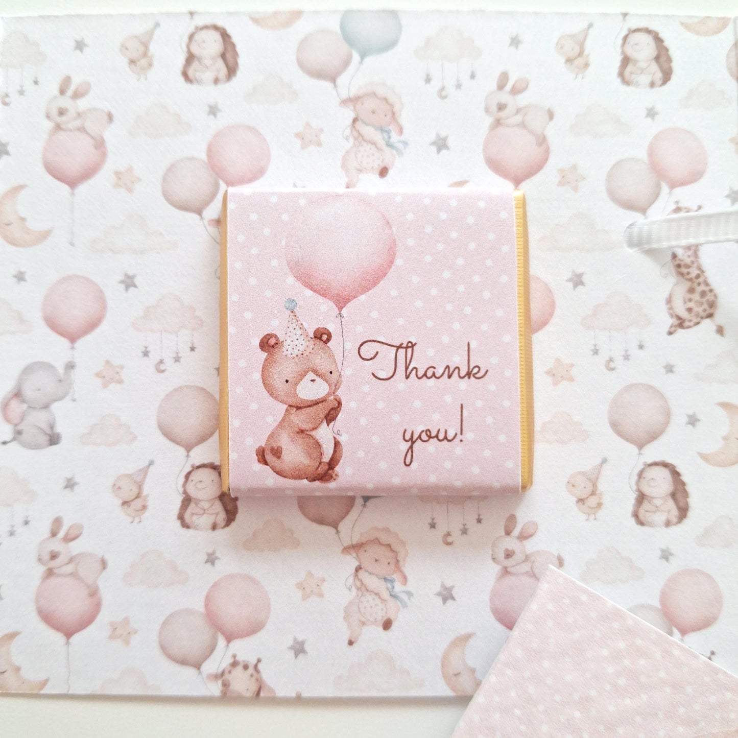 Baby Bear 1st Birthday Favours – Personalised Chocolate Treats for Girls