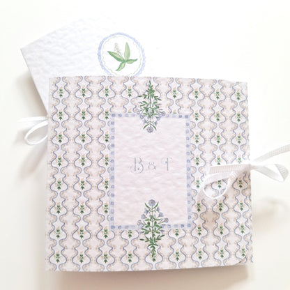 Blue Botanical Wedding Favours – Personalised Chocolate Gifts