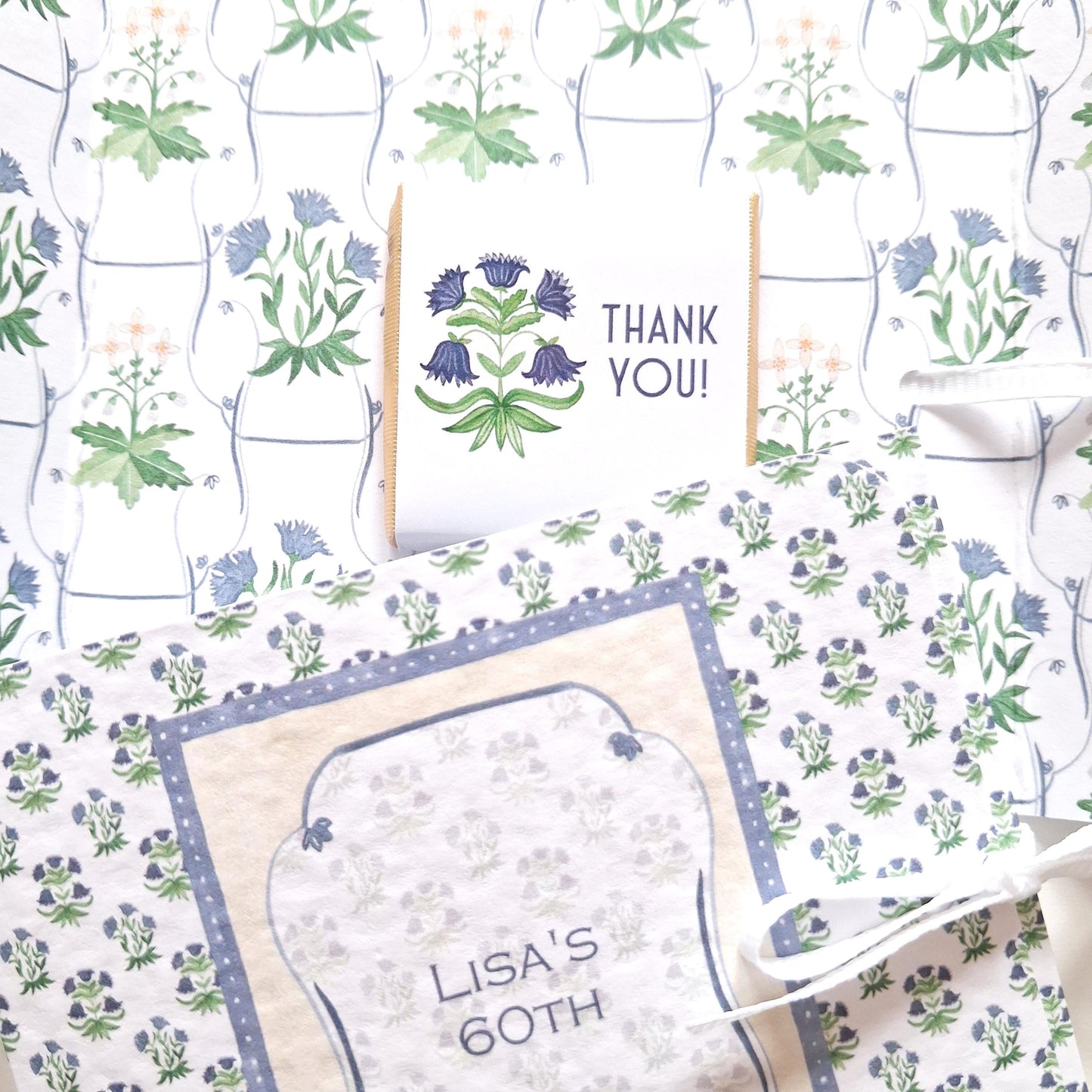Personalised Milestone Birthday Favours – Floral Blue Chocolate Treats