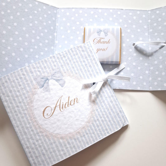 Personalised Welcome Baby Boy Favours – Chocolate Thank-You Treats