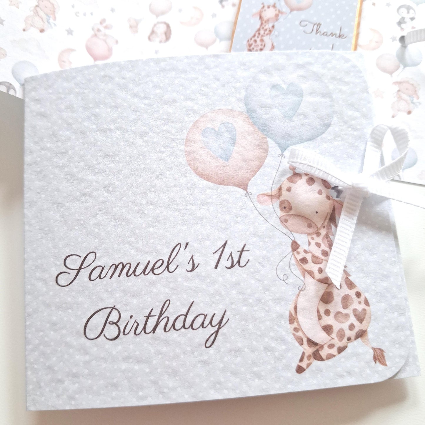 Personalised Baby Giraffe 1st Birthday Favours for Boys – Chocolate Treats
