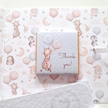 Personalised Baby Giraffe 1st Birthday Favours for Boys – Chocolate Treats