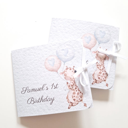 Personalised Baby Giraffe 1st Birthday Favours for Boys – Chocolate Treats