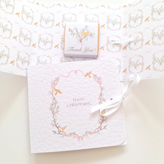 Girls’ Christening Favours – Personalised Floral Chocolate Treats