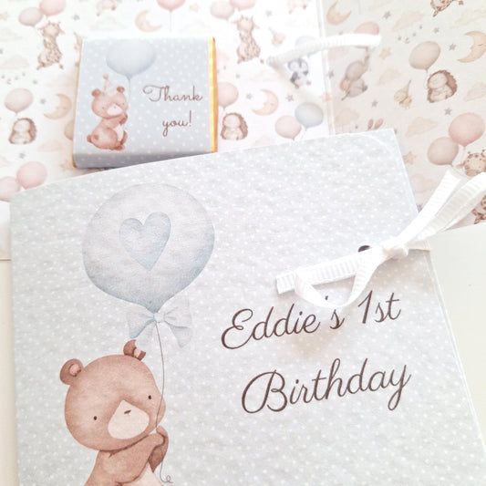 Personalised Baby Bear 1st Birthday Favours for Boys – Chocolate Treats