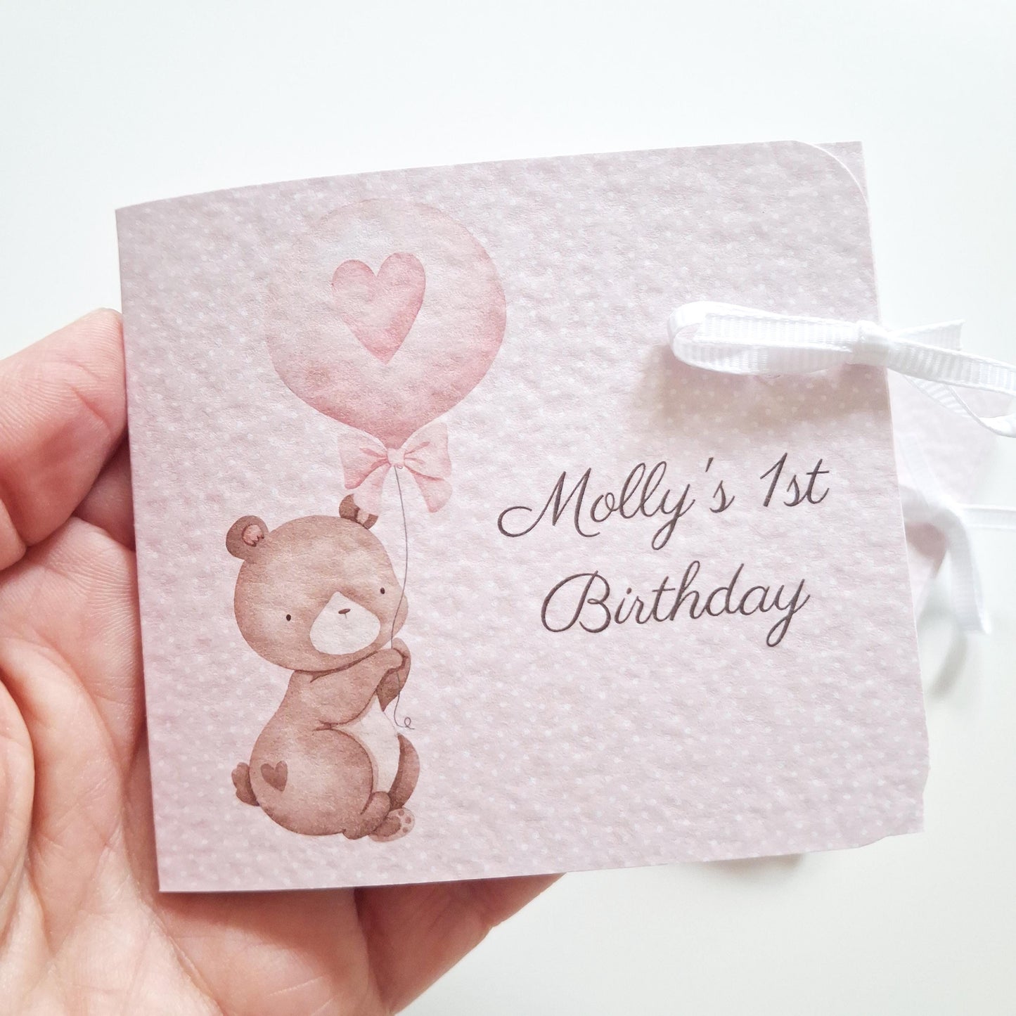 Baby Bear 1st Birthday Favours – Personalised Chocolate Treats for Girls