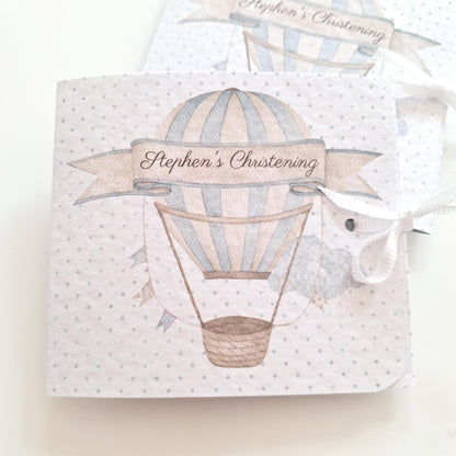 Blue Hot Air Balloon Christening Favours – Personalised Chocolate Gifts