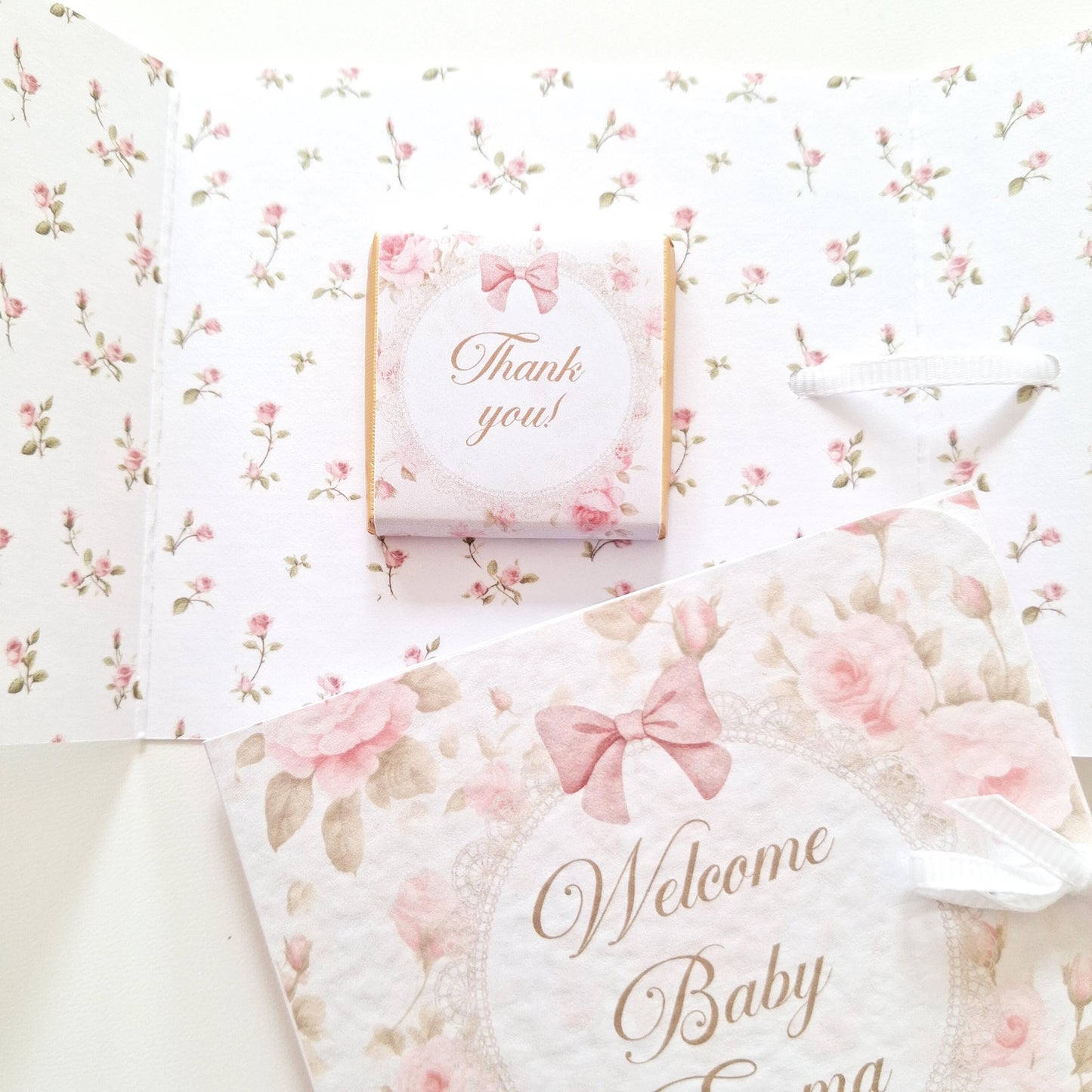 Personalised Welcome Baby Girl Favours – Chocolate Thank-You Gifts