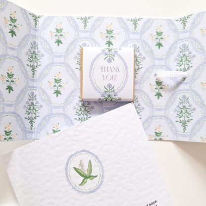 Blue Botanical Wedding Favours – Personalised Chocolate Gifts