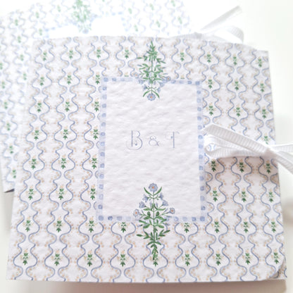 Blue Botanical Wedding Favours – Personalised Chocolate Gifts