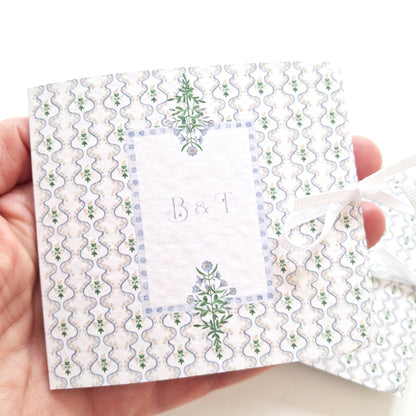 Blue Botanical Wedding Favours – Personalised Chocolate Gifts