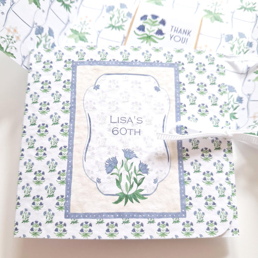 Personalised Milestone Birthday Favours – Floral Blue Chocolate Treats