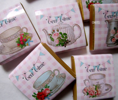 Tea Party Chocolate Favours – Personalised Pack of 25