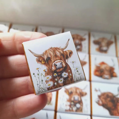 Personalised Highland Cow Chocolate Favours – Rustic Party Treats
