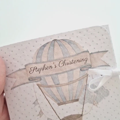 Blue Hot Air Balloon Christening Favours – Personalised Chocolate Gifts