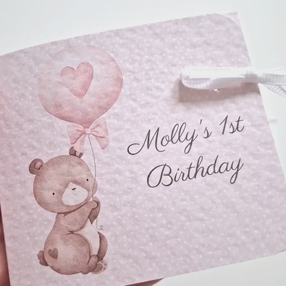 Baby Bear 1st Birthday Favours – Personalised Chocolate Treats for Girls