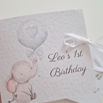 Personalised Baby Elephant 1st Birthday Favours for Boys – Chocolate Treats