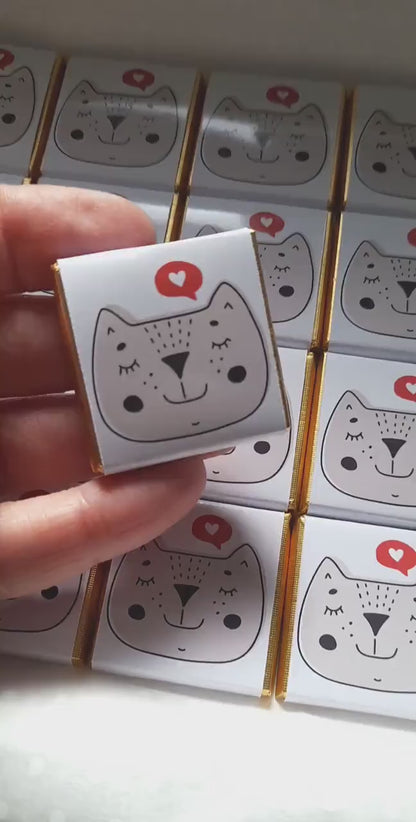 Personalised Cat Face Chocolate Favours – Party Treats (Pack of 25)