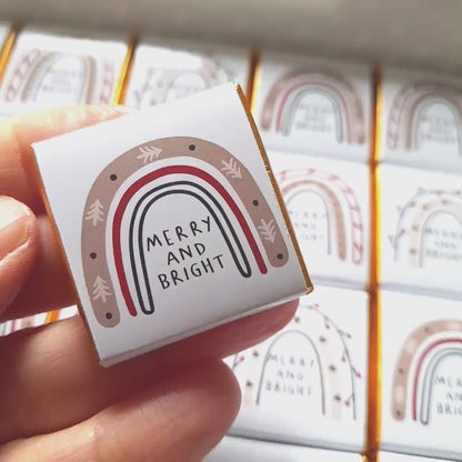 Rainbow “Merry and Bright” Christmas Chocolate Favours – Pack of 25