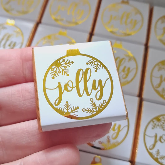 Personalised White Gold Bubble Christmas Chocolates – Pack of 25