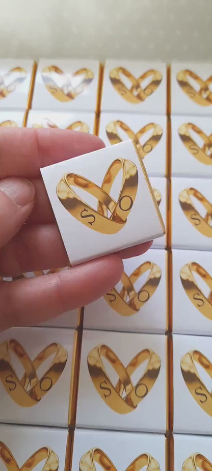 Wedding Chocolate Favours – Personalised Golden Rings (Pack of 25)