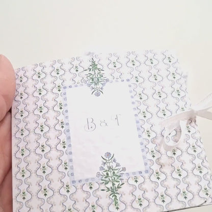 Blue Botanical Wedding Favours – Personalised Chocolate Gifts