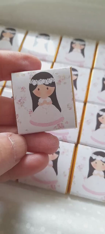 First Communion Chocolate Favours – Girl with Flowers (Pack of 25)