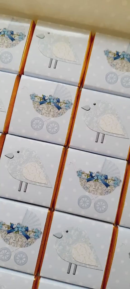 Pastel Blue Boy Baby Shower Chocolate Favours – Personalised (Pack of 25)