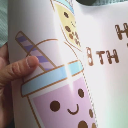Personalised Bubble Tea Birthday Banner – Boba Party Decor