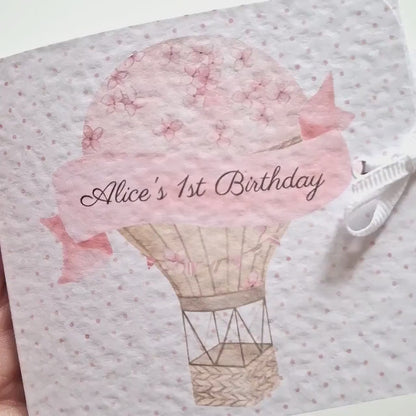 Personalised 1st Birthday Favours – Pink Hot Air Balloon Chocolate Thank-You Treats