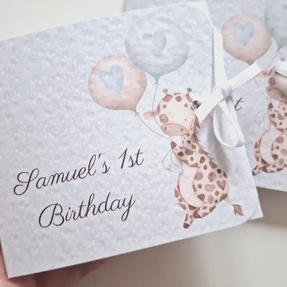 Personalised Baby Giraffe 1st Birthday Favours for Boys – Chocolate Treats