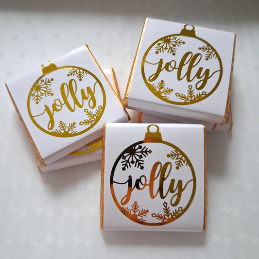 Personalised White Gold Bubble Christmas Chocolates – Pack of 25