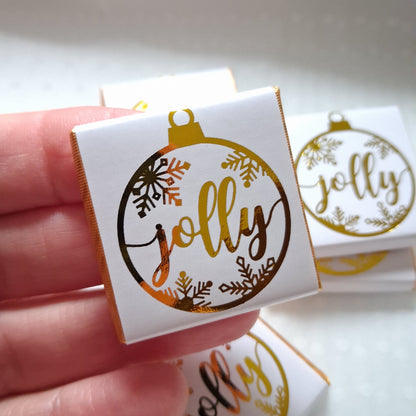 Personalised White Gold Bubble Christmas Chocolates – Pack of 25