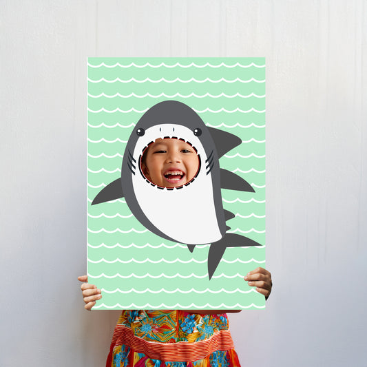 Shark Face in the Hole Photo Booth Prop – Kids Under the Sea Party Foam Board
