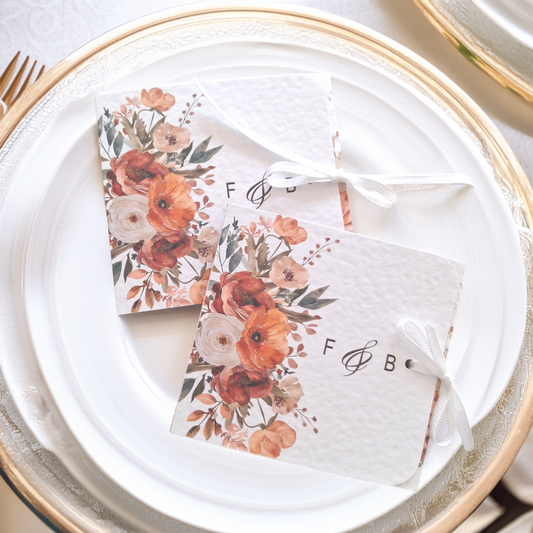 Personalised Autumn Flower Chocolate Favours – Rustic Wedding and Party Thank You Gifts